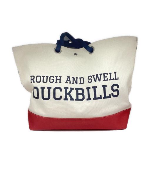 rough & swell（ラフアンドスウェル）rough & swell (ラフアンドスウェル) キャンバストートバッグ アイボリー×ネイビーの古着・服飾アイテム