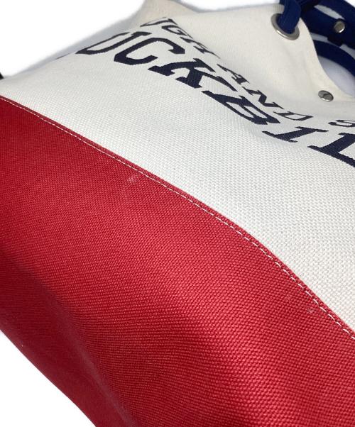 rough & swell（ラフアンドスウェル）rough & swell (ラフアンドスウェル) キャンバストートバッグ アイボリー×ネイビーの古着・服飾アイテム