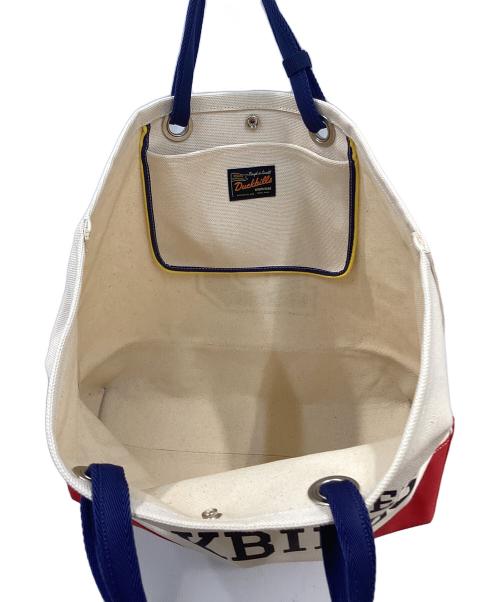 rough & swell（ラフアンドスウェル）rough & swell (ラフアンドスウェル) キャンバストートバッグ アイボリー×ネイビーの古着・服飾アイテム