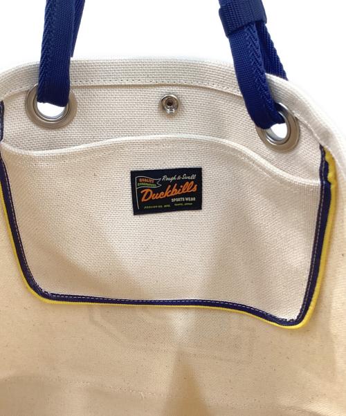 rough & swell（ラフアンドスウェル）rough & swell (ラフアンドスウェル) キャンバストートバッグ アイボリー×ネイビーの古着・服飾アイテム
