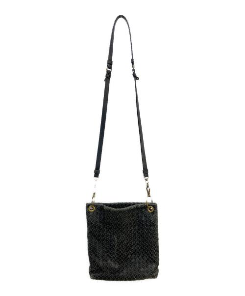 BOTTEGA VENETA（ボッテガベネタ）BOTTEGA VENETA (ボッテガベネタ) イントレチャートショルダーバッグ ブラックの古着・服飾アイテム