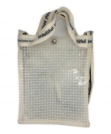 beautiful people（ビューティフルピープル）の古着「plaid vinyl logo tape shoulder bag」｜ホワイト