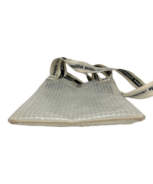 beautiful people（ビューティフルピープル）beautiful people (ビューティフルピープル) plaid vinyl logo tape shoulder bag ホワイトの古着・服飾アイテム
