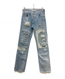 LEVI'S（リーバイス）の古着「ラブトゥーデス クラッシュリペア加工デニムパンツ」｜インディゴ