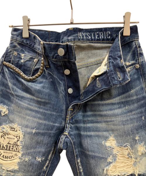 Hysteric Glamour（ヒステリックグラマー）Hysteric Glamour (ヒステリックグラマー) リペア加工デニム インディゴ サイズ:71cmの古着・服飾アイテム