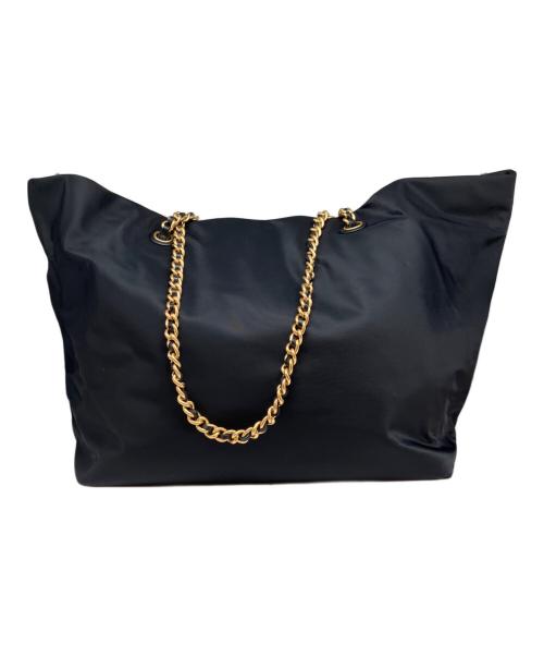 TORY BURCH（トリーバーチ）TORY BURCH (トリーバーチ) ロゴナイロンチェーントートバッグ ブラックの古着・服飾アイテム