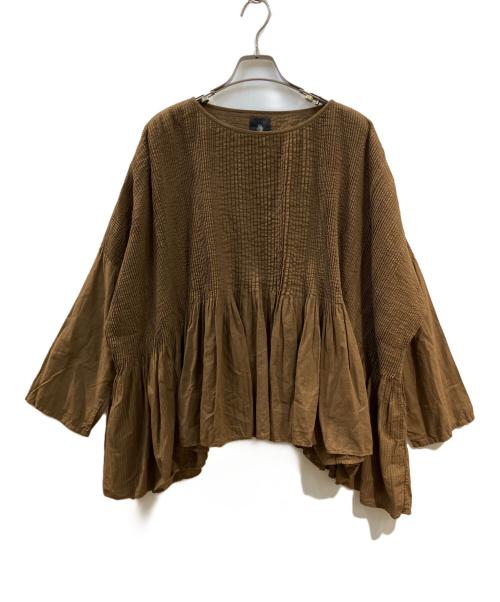 maison de soil（メゾンドソイル）maison de soil (メゾンドソイル) ピンタックチュニックブラウス ブラウン サイズ:1の古着・服飾アイテム