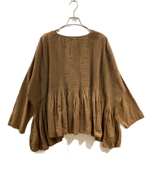 maison de soil（メゾンドソイル）maison de soil (メゾンドソイル) ピンタックチュニックブラウス ブラウン サイズ:1の古着・服飾アイテム