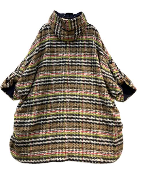 F/CE.（エフシーイー）F/CE. (エフシーイー) CHECK PONCHO ツイードポンチョ ベージュ サイズ:FREEの古着・服飾アイテム