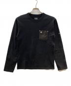 SCHOTT BROS.ショット）の古着「LEATHER PKT LS レザーポケット Tシャツ ONESTAR ワンスター」｜ブラック