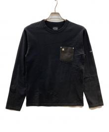SCHOTT BROS.（ショット）の古着「LEATHER PKT LS レザーポケット Tシャツ ONESTAR ワンスター」｜ブラック