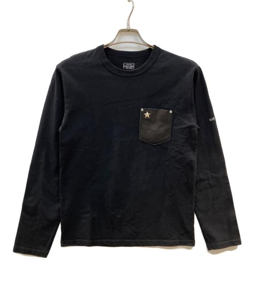 SCHOTT BROS.（ショット）SCHOTT BROS. (ショット) LEATHER PKT LS レザーポケット Tシャツ ONESTAR ワンスター ブラック サイズ:Sの古着・服飾アイテム