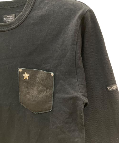 SCHOTT BROS.（ショット）SCHOTT BROS. (ショット) LEATHER PKT LS レザーポケット Tシャツ ONESTAR ワンスター ブラック サイズ:Sの古着・服飾アイテム