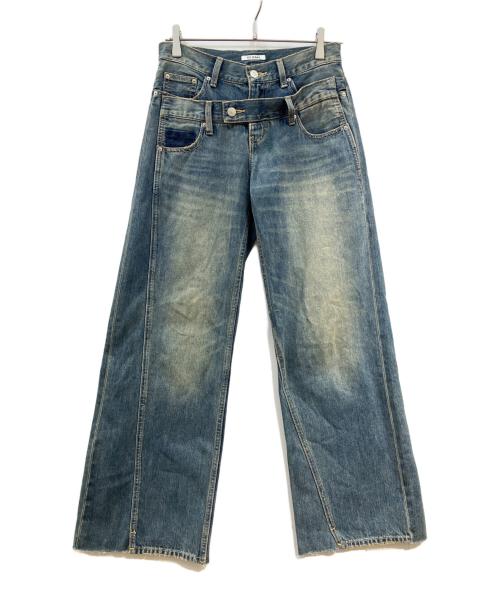 SLY（スライ）SLY (スライ) DOUBLE BELT WIDE FLARE PT-C インディゴ サイズ:1の古着・服飾アイテム