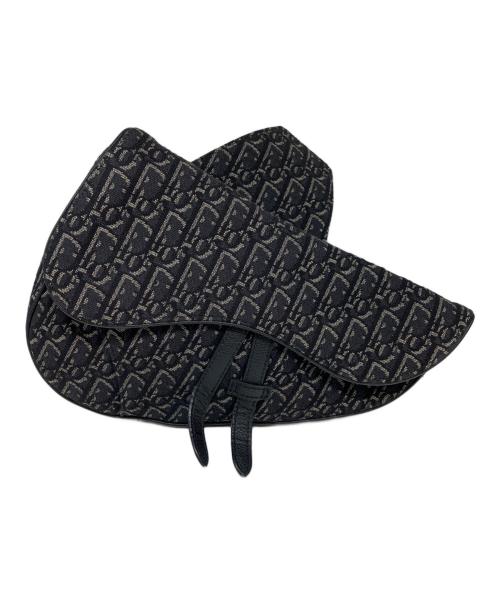 Christian Dior（クリスチャン ディオール）Christian Dior (クリスチャン ディオール) オブリーク キャンバス サドルバッグ ブラック×ベージュの古着・服飾アイテム