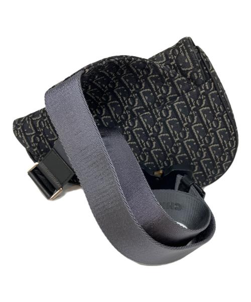 Christian Dior（クリスチャン ディオール）Christian Dior (クリスチャン ディオール) オブリーク キャンバス サドルバッグ ブラック×ベージュの古着・服飾アイテム