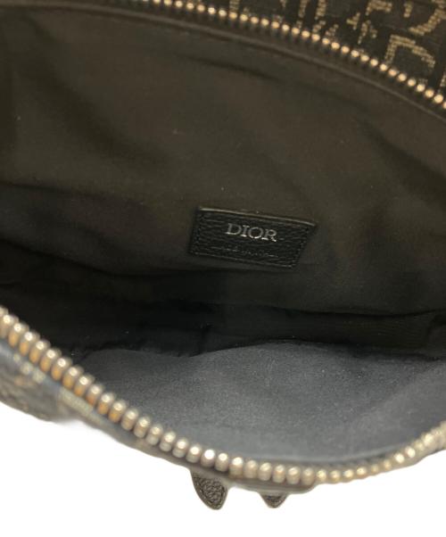 Christian Dior（クリスチャン ディオール）Christian Dior (クリスチャン ディオール) オブリーク キャンバス サドルバッグ ブラック×ベージュの古着・服飾アイテム