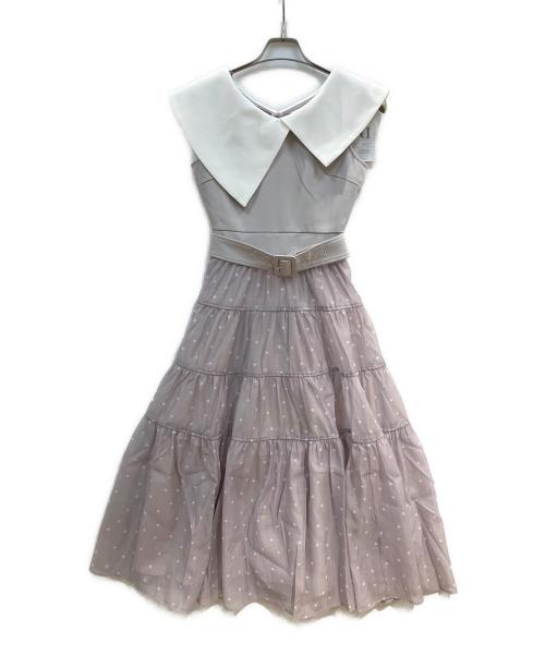darich（ダーリッチ）Darich (ダーリッチ) ビッグカラーオーガンジードットワンピース グレー サイズ:FREEの古着・服飾アイテム