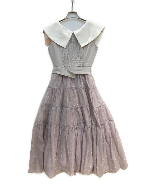 darich（ダーリッチ）Darich (ダーリッチ) ビッグカラーオーガンジードットワンピース グレー サイズ:FREEの古着・服飾アイテム