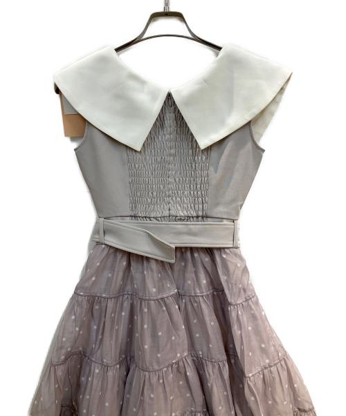 darich（ダーリッチ）Darich (ダーリッチ) ビッグカラーオーガンジードットワンピース グレー サイズ:FREEの古着・服飾アイテム
