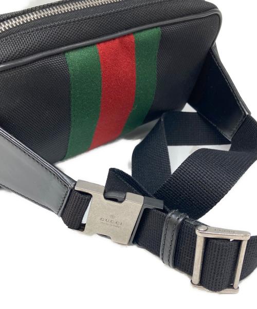 GUCCI（グッチ）GUCCI (グッチ) シェリーラインウエストバッグ ブラックの古着・服飾アイテム