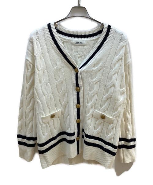 ARPEGE STORY（アルページュストーリー）ARPEGE STORY (アルページュストーリー) 配色ラインケーブルカーデ ホワイト サイズ:2の古着・服飾アイテム