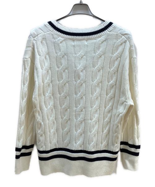 ARPEGE STORY（アルページュストーリー）ARPEGE STORY (アルページュストーリー) 配色ラインケーブルカーデ ホワイト サイズ:2の古着・服飾アイテム