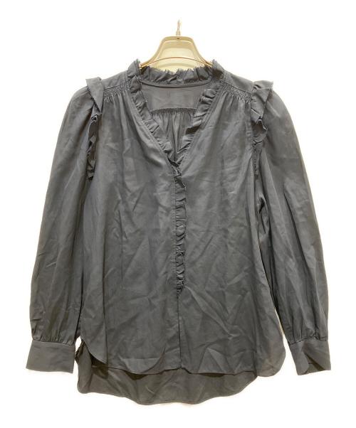 IENA（イエナ）IENA (イエナ) コットンシュリンクフリルブラウス ネイビー サイズ:表記記名無しの古着・服飾アイテム