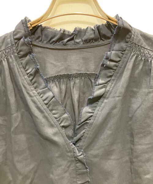 IENA（イエナ）IENA (イエナ) コットンシュリンクフリルブラウス ネイビー サイズ:表記記名無しの古着・服飾アイテム
