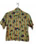MATSUFUJI（マツフジ）の古着「RARE THINGS PRINT OPEN COLLAR SHIRT」｜グリーン×オレンジ