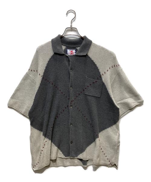 son of the cheese（（サノバチーズ））SON OF THE CHEESE (（サノバチーズ）) ニットポロシャツ グレー サイズ:Ｌの古着・服飾アイテム