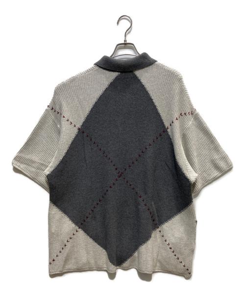 son of the cheese（（サノバチーズ））SON OF THE CHEESE (（サノバチーズ）) ニットポロシャツ グレー サイズ:Ｌの古着・服飾アイテム