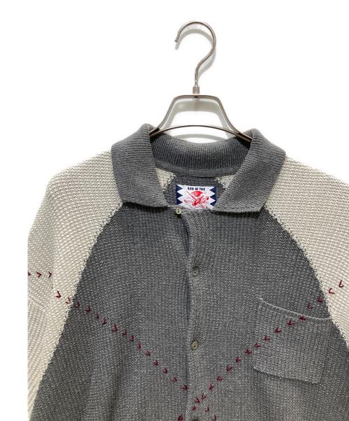 son of the cheese（（サノバチーズ））SON OF THE CHEESE (（サノバチーズ）) ニットポロシャツ グレー サイズ:Ｌの古着・服飾アイテム