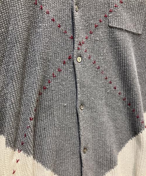 son of the cheese（（サノバチーズ））SON OF THE CHEESE (（サノバチーズ）) ニットポロシャツ グレー サイズ:Ｌの古着・服飾アイテム