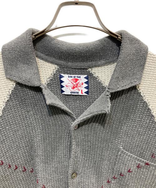 son of the cheese（（サノバチーズ））SON OF THE CHEESE (（サノバチーズ）) ニットポロシャツ グレー サイズ:Ｌの古着・服飾アイテム