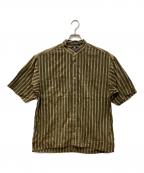 ISSEY MIYAKE the shirtsイッセイミヤケザシャツ）の古着「バンドカラーストライプシャツ」｜ブラウン