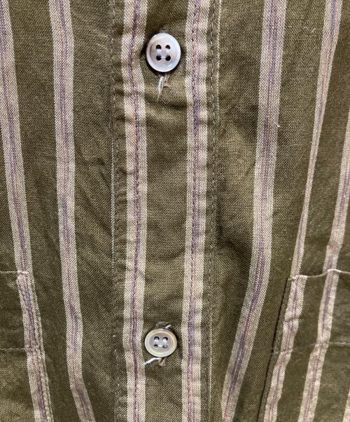 ISSEY MIYAKE the shirts（イッセイミヤケザシャツ）ISSEY MIYAKE the shirts (イッセイミヤケザシャツ) バンドカラーストライプシャツ ブラウン サイズ:Ｍの古着・服飾アイテム