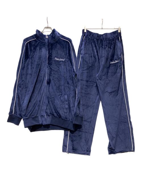 LOS ANGELES TERRITORY（ロサンゼルステリトリー）LOS ANGELES TERRITORY (ロサンゼルステリトリー) DAWN OF PROOF ベロアセットアップ ネイビー サイズ:3XLの古着・服飾アイテム