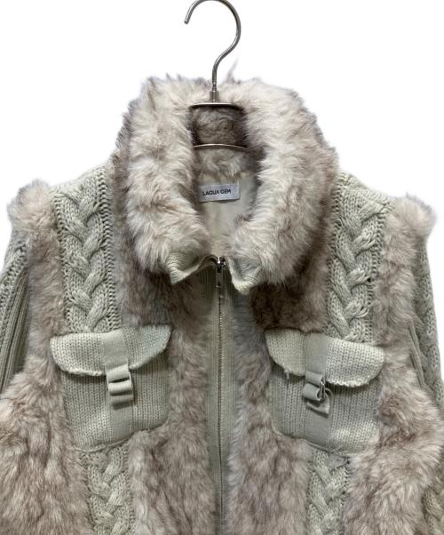 LAGUA GEM（ラグアジェム）LAGUA GEM (ラグアジェム) CABLE KNIT FAUX FUR ブルゾン グレー サイズ:FREEの古着・服飾アイテム