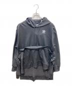 adidas×J Kooアディダス×ジェイクー）の古着「step-hem logo print hoodie」｜ブラック
