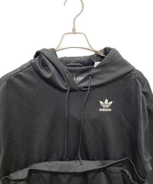 adidas（アディダス）adidas (アディダス) J KOO (ジェイクー) step-hem logo print hoodie ブラック サイズ:Sの古着・服飾アイテム