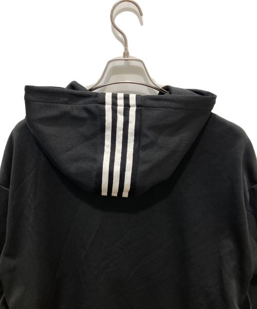 adidas（アディダス）adidas (アディダス) J KOO (ジェイクー) step-hem logo print hoodie ブラック サイズ:Sの古着・服飾アイテム