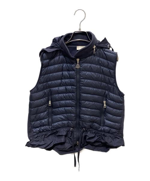MONCLER（モンクレール）MONCLER (モンクレール) MAGLIA GILET ダウン切替フリルベスト ネイビー サイズ:Mの古着・服飾アイテム