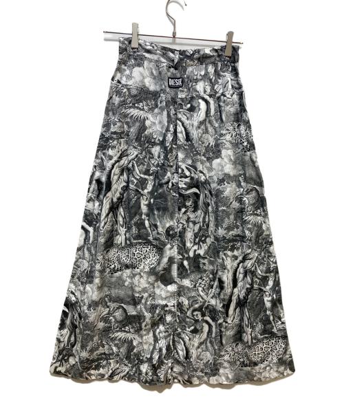 DIESEL（ディーゼル）DIESEL (ディーゼル) O-MOYA オーバープリントロングスカート グレー サイズ:SIZE　24の古着・服飾アイテム