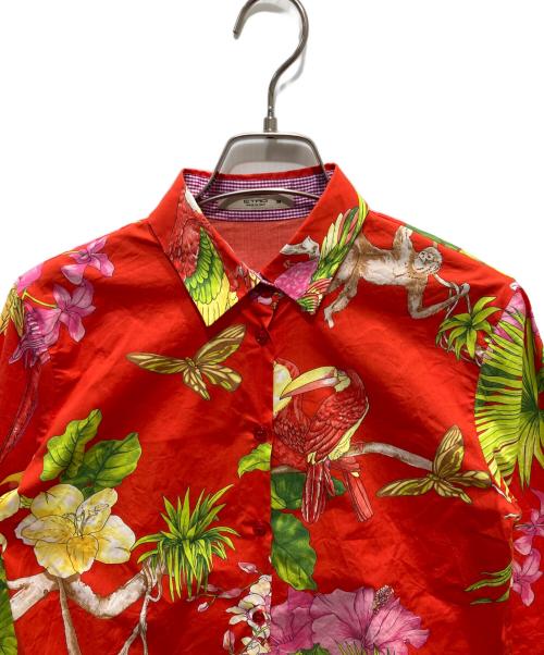 ETRO（エトロ）ETRO (エトロ) フラワー アニマルプリントシャツ レッド サイズ:38の古着・服飾アイテム