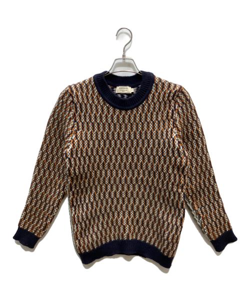 maison kitsune（メゾンキツネ）MAISON KITSUNE (メゾンキツネ) ニット ネイビー×オレンジ サイズ:Sの古着・服飾アイテム