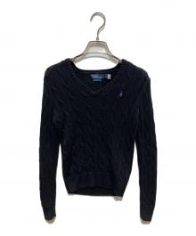 POLO RALPH LAUREN（ポロ・ラルフローレン）の古着「コットンケーブルニット」｜ブラック