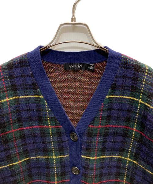 LAUREN RALPH LAUREN（ローレン ラルフ ローレン）LAUREN RALPH LAUREN (ローレン ラルフ ローレン) チェックカーディガン ネイビー サイズ:Mの古着・服飾アイテム