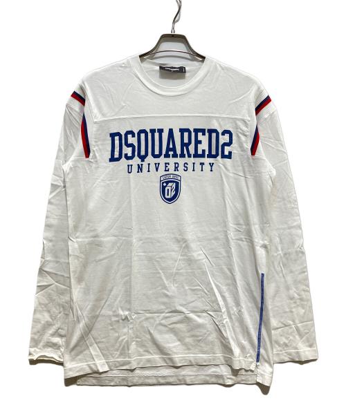 DSQUARED2（ディースクエアード）DSQUARED2 (ディースクエアード) フットボールTシャツ ホワイト サイズ:Sの古着・服飾アイテム