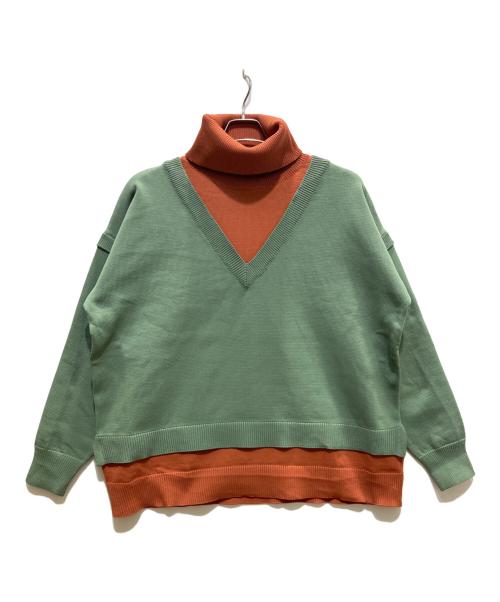 NO ID.（ノーアイディー）NO ID. (ノーアイディー) ドッキングタートルネックBIG-PO グリーン×オレンジ サイズ:ONEの古着・服飾アイテム